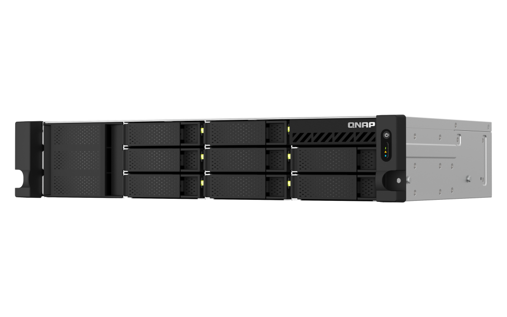 QNAP - TS-873AeU-RP-4G-US - QNAP 2U 8-Bay short-depth rackmount NAS/iSCSI IP-SAN. AMD Ryzen V1500B 4C/8T 2.2GHz, 4GB RAM, 2x2.5GbE LAN, M.2 2280 NVMe/SATA SSD( PCIe Gen3x1), Optional 10GbE PCIe expansion, Redundant PSU