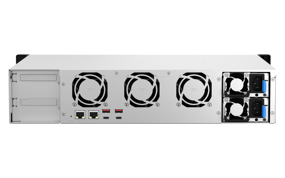 QNAP - TS-873AeU-RP-4G-US - QNAP 2U 8-Bay short-depth rackmount NAS/iSCSI IP-SAN. AMD Ryzen V1500B 4C/8T 2.2GHz, 4GB RAM, 2x2.5GbE LAN, M.2 2280 NVMe/SATA SSD( PCIe Gen3x1), Optional 10GbE PCIe expansion, Redundant PSU