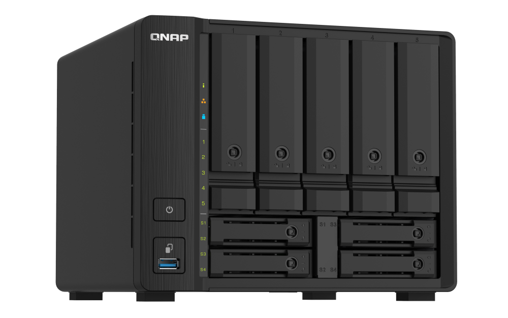 QNAP - TS-932PX-4G-US - QNAP TS-932PX 5 (+4) Bay 64-bit NAS with Hardware Encryption, Quad Core 1.7GHz, 4GB RAM, 2 x 10GbE(SFP+) LAN ,2 x 2.5GbE (2.5G/1G) LAN