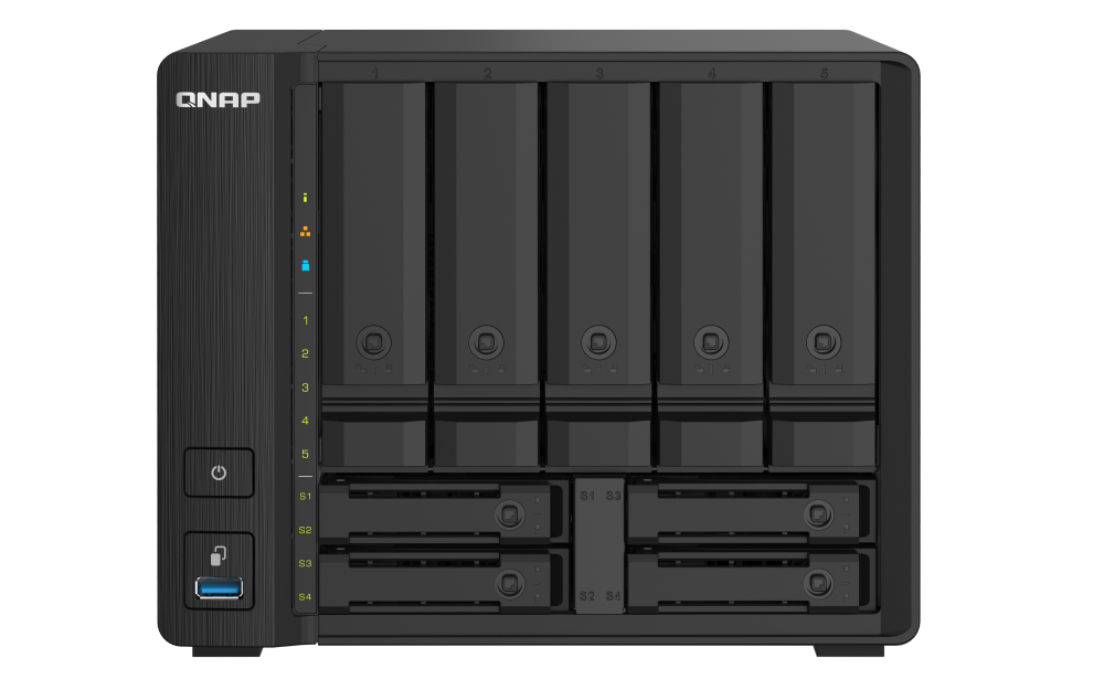 QNAP - TS-932PX-4G-US - QNAP TS-932PX 5 (+4) Bay 64-bit NAS with Hardware Encryption, Quad Core 1.7GHz, 4GB RAM, 2 x 10GbE(SFP+) LAN ,2 x 2.5GbE (2.5G/1G) LAN