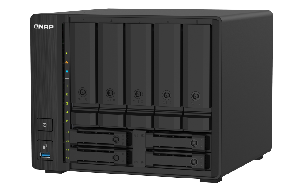 QNAP - TS-932PX-4G-US - QNAP TS-932PX 5 (+4) Bay 64-bit NAS with Hardware Encryption, Quad Core 1.7GHz, 4GB RAM, 2 x 10GbE(SFP+) LAN ,2 x 2.5GbE (2.5G/1G) LAN