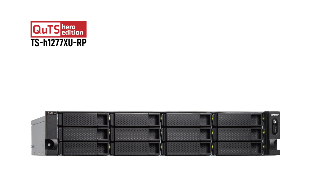 QNAP - TS-h1277XU-RP-3700X-128G-US - QNAP 2U 12-Bay QTS hero NAS, AMD Ryzen 7 3700X 8-core/16-thread 3.4 GHz processor, 128GB DDR4 RAM (max 128GB RAM), 12x 2.5