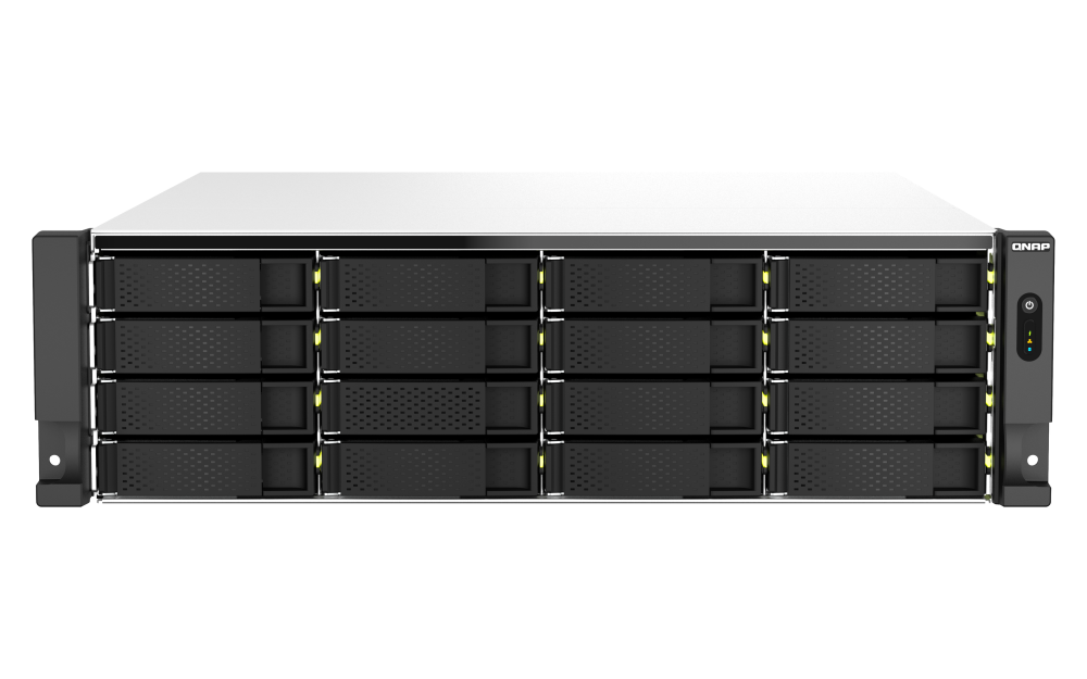QNAP - TS-h2287XU-RP-E2378-64G-US - QNAP 22-Bay 3U rackmount NAS, Intel Xeon E-2378 8C/16T 2.6 GHz processor (boost up to 4.8 GHz), 64 GB ECC DDR4, 16 x 2.5