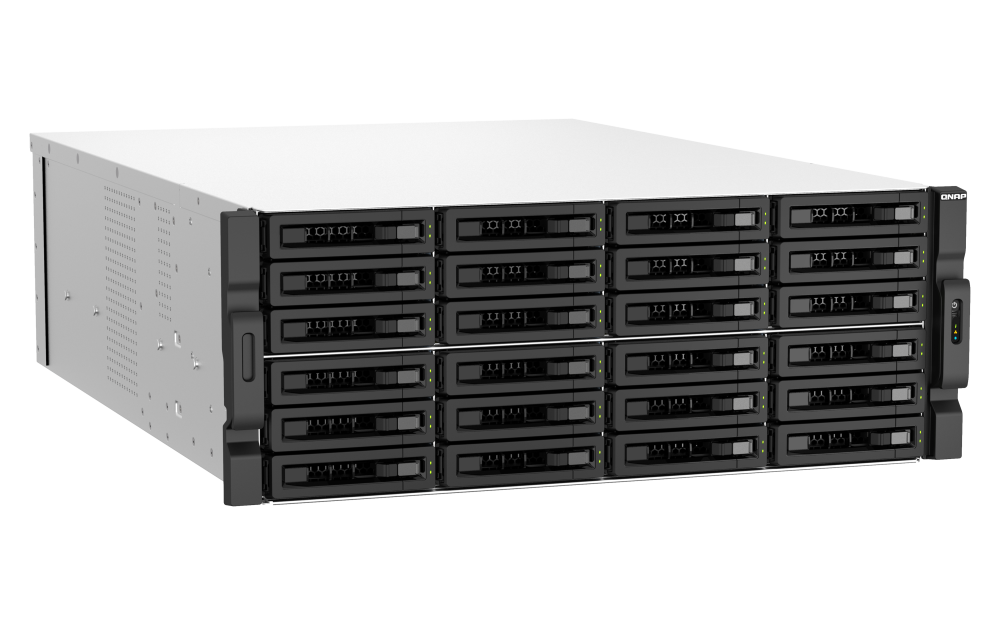 QNAP - TS-h3087XU-RP-E2378-64G-US - QNAP 30-Bay 4U rackmount NAS, Intel Xeon E-2378 8C/16T 2.6 GHz processor (boost up to 4.8 GHz), 64 GB ECC DDR4, 24 x 2.5
