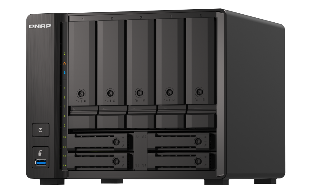 QNAP - TS-h973AX-8G-US - QNAP 9-bay Desktop NAS, AMD Ryzen V1500B 4C 8T 2.2GHz, 8GB DDR4 SODIMM