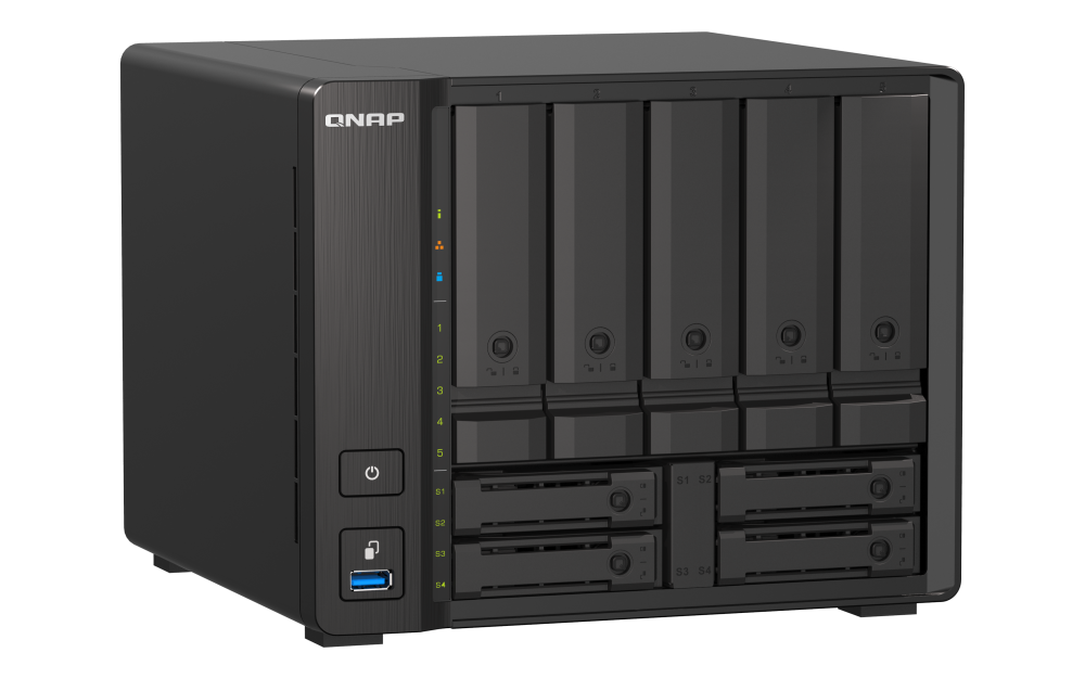 QNAP - TS-h973AX-8G-US - QNAP 9-bay Desktop NAS, AMD Ryzen V1500B 4C 8T 2.2GHz, 8GB DDR4 SODIMM