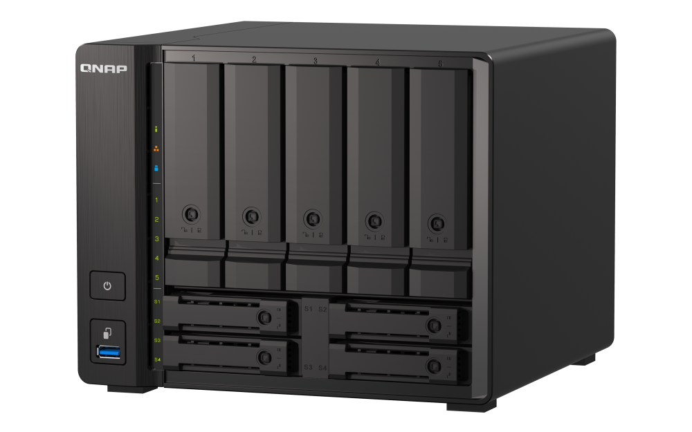 QNAP - TS-h973AX-8G-US - QNAP 9-bay Desktop NAS, AMD Ryzen V1500B 4C 8T 2.2GHz, 8GB DDR4 SODIMM
