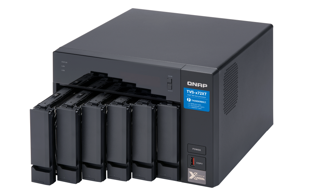 QNAP - TVS-672XT-i3-8G-US - QNAP Ultra-High Speed 6 Bay Thunderbolt 3 NAS. Intel Core i3 4-core Processor, 8GB DDR4 RAM