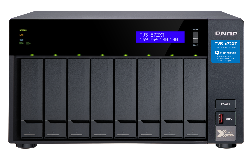 QNAP - TVS-872XT-i5-16G-US - QNAP Ultra-High Speed 8 Bay Thunderbolt 3 NAS. Intel Core i5 6-Core Processor, 16GB RAM