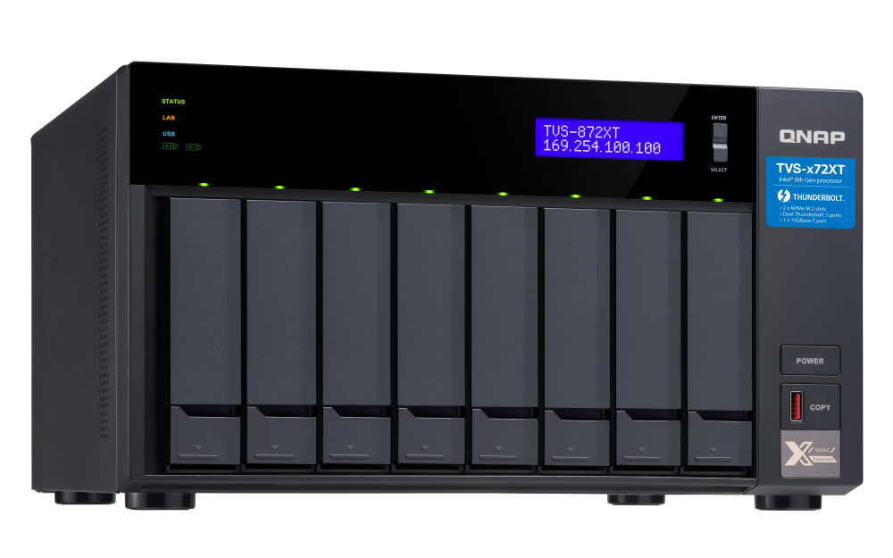 QNAP - TVS-872XT-i5-16G-US - QNAP Ultra-High Speed 8 Bay Thunderbolt 3 NAS. Intel Core i5 6-Core Processor, 16GB RAM