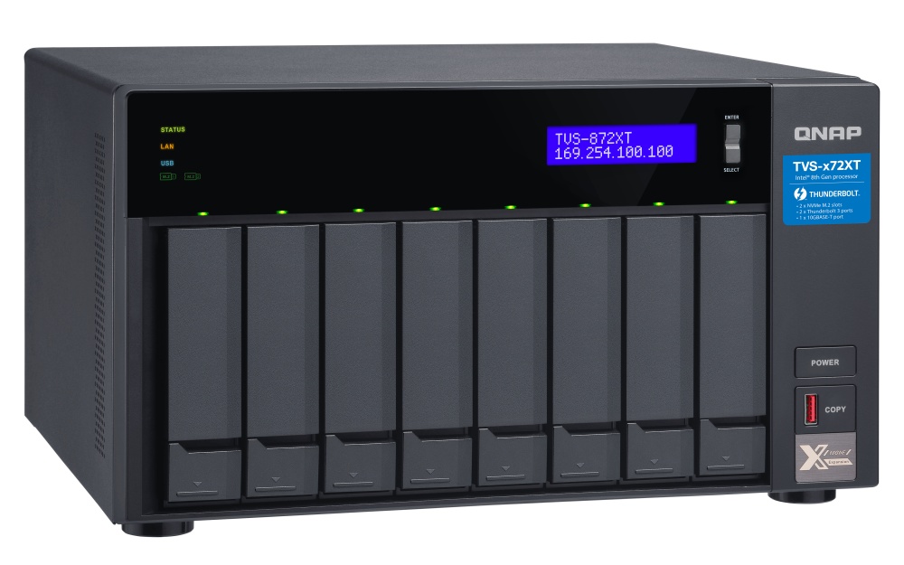 QNAP - TVS-872XT-i5-16G-US - QNAP Ultra-High Speed 8 Bay Thunderbolt 3 NAS. Intel Core i5 6-Core Processor, 16GB RAM