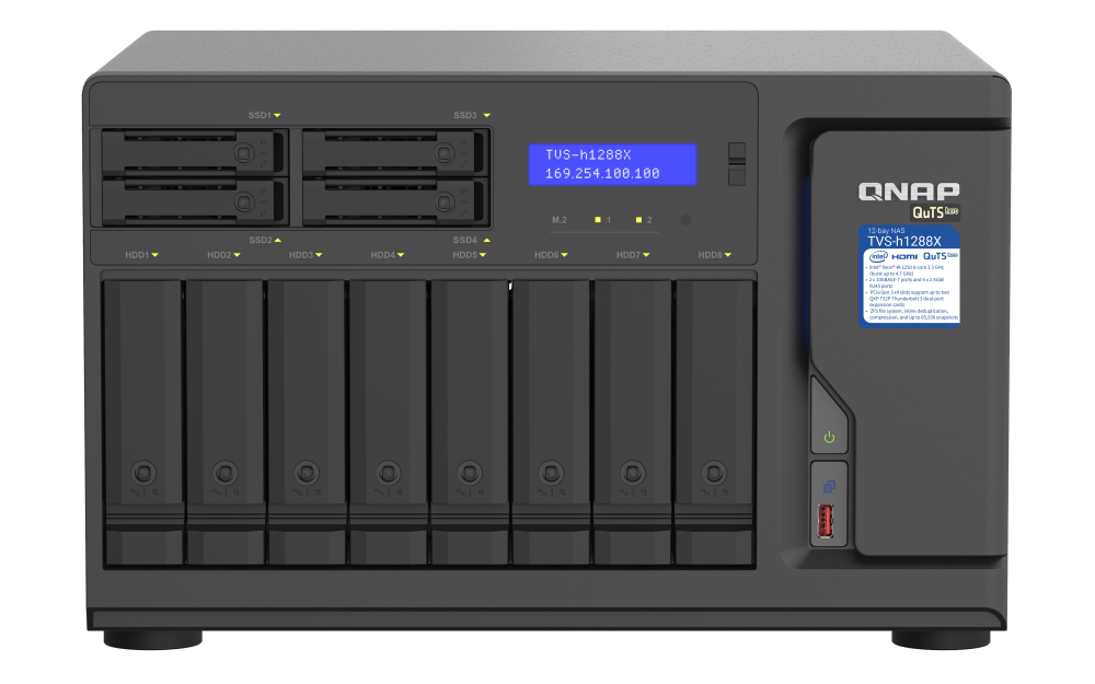 QNAP - TVS-h1288X-W1250-16G-US - QNAP 12-Bay TurboNAS (8 x 3.5