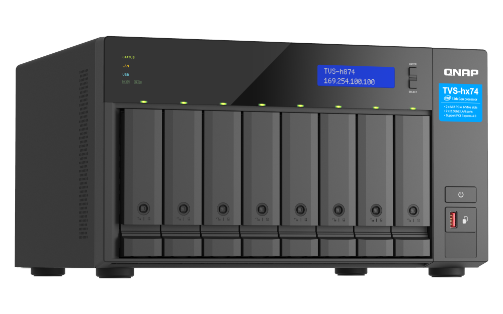 QNAP - TVS-h874X-i9-64G-US - QNAP Ultra-High Speed 8 Bay NAS. Intel Core i9 16C (8 Performance cores + 8 Efficient cores) /24T processor