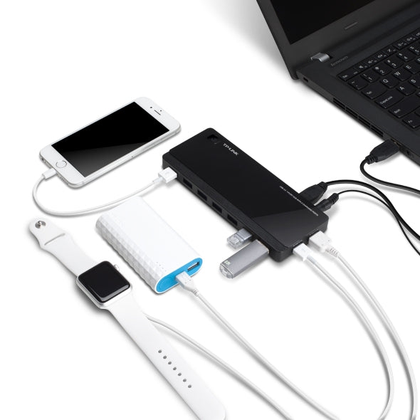 TP-Link - UH720 - UNKETA 7PORT USB 3.0 HUB 2 PERP POWER 12V/4A POWER ADAPTER INCLUDED