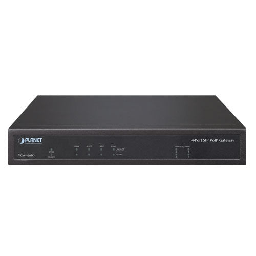 PLANET - VGW-420FO - 4-Port SIP VoIP Gateway (4*FXO): IETF SIP 2.0, T.38 FAX, Multiple codecs: G.711A/U, G.723.1, G.729A/B