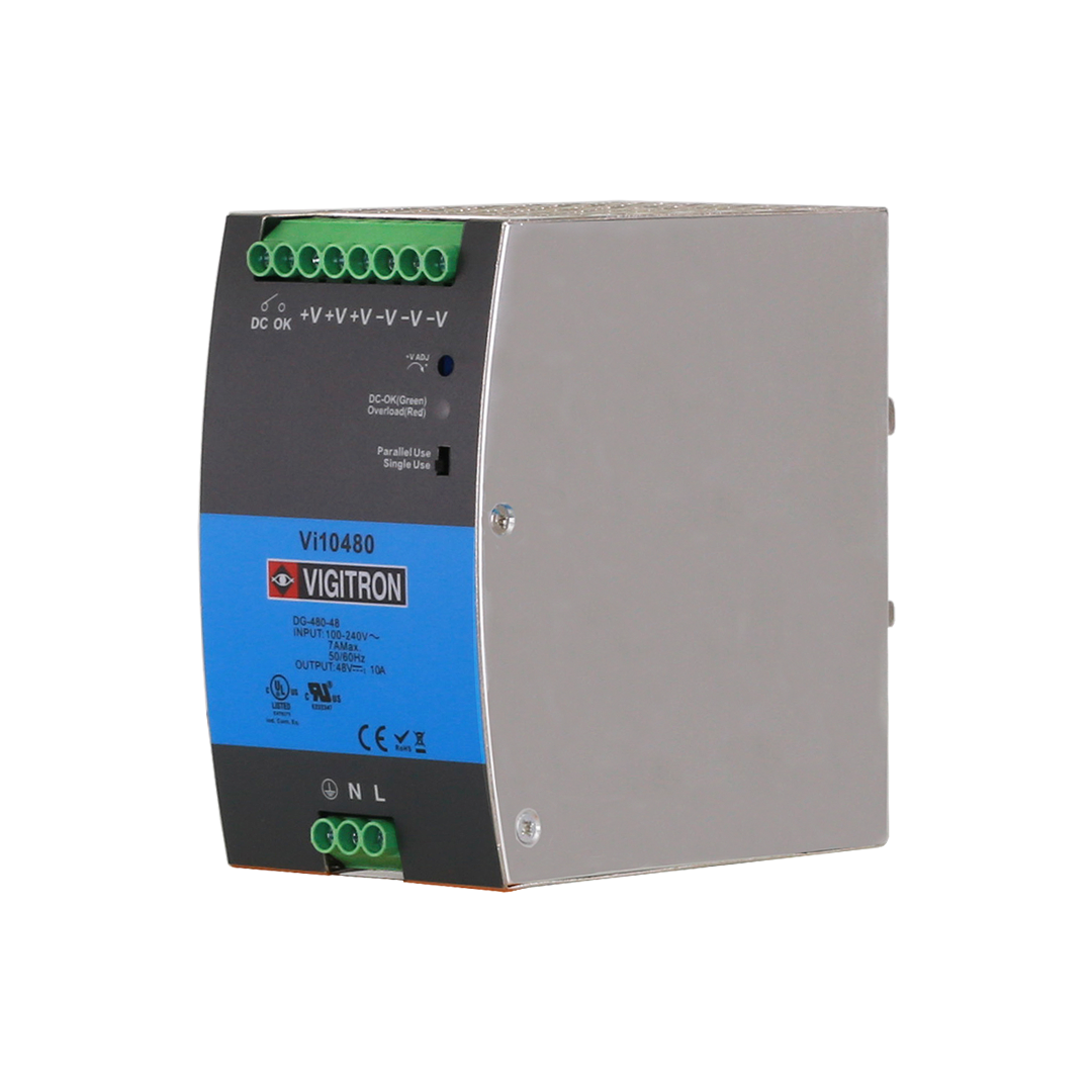 Vigitron - Vi10480 - DIN Rail Power Supply, Hardened, 56VDC / 480W, 90-240 VAC Input 