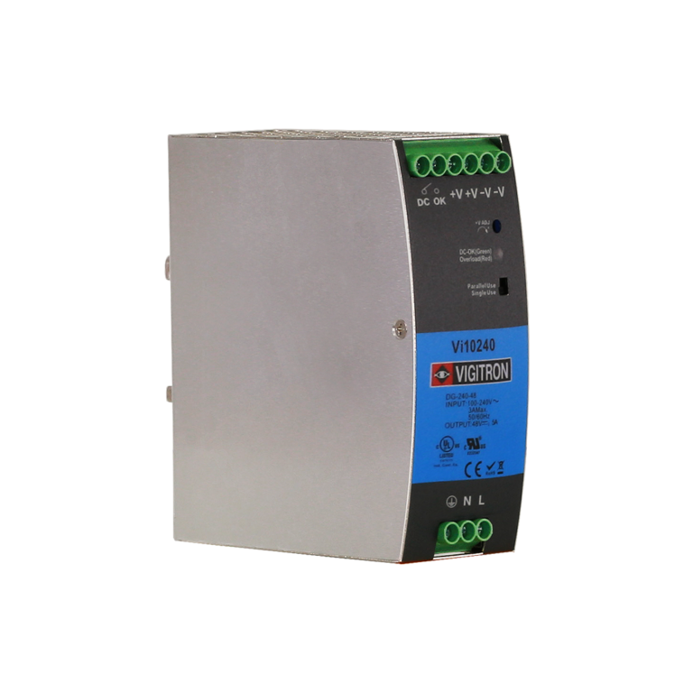 Vigitron - Vi10240 - DIN Rail Power Supply, Hardened, 56VDC / 240W, 90-240 VAC Input