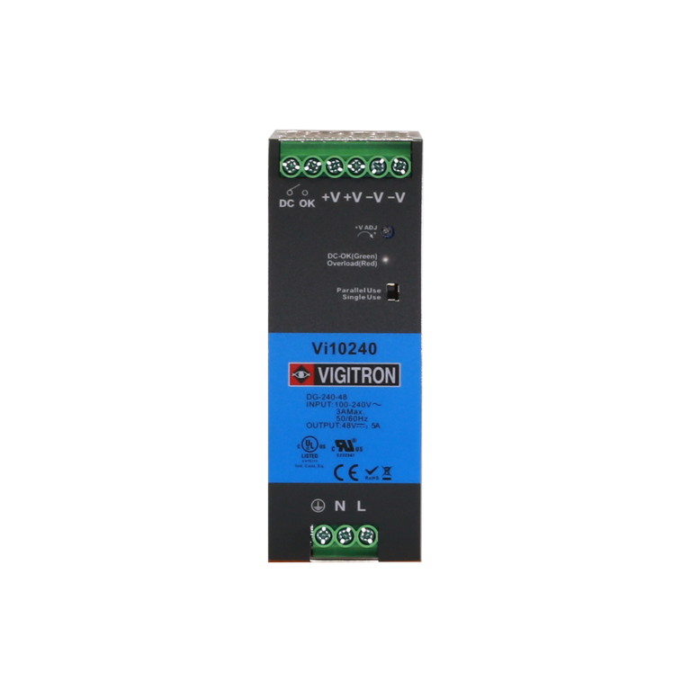 Vigitron - Vi10240 - DIN Rail Power Supply, Hardened, 56VDC / 240W, 90-240 VAC Input