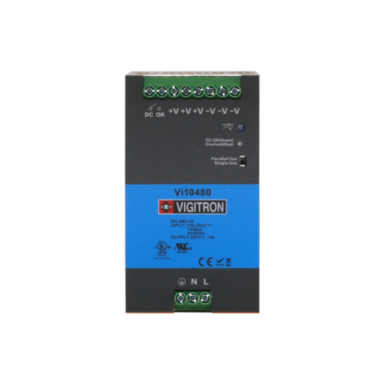 Vigitron - Vi10480 - DIN Rail Power Supply, Hardened, 56VDC / 480W, 90-240 VAC Input 