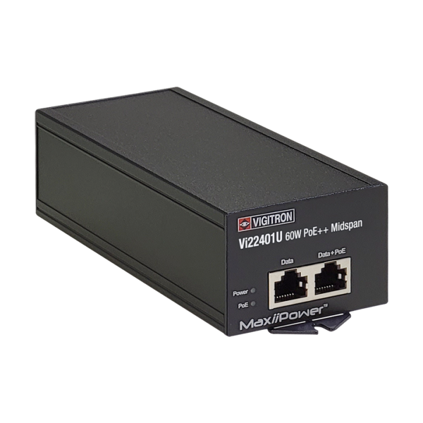 Vigitron - Vi22401U - 1-Port MaxiiPower™ af/at/bt 60W PoE Midspan w/ built in power supply