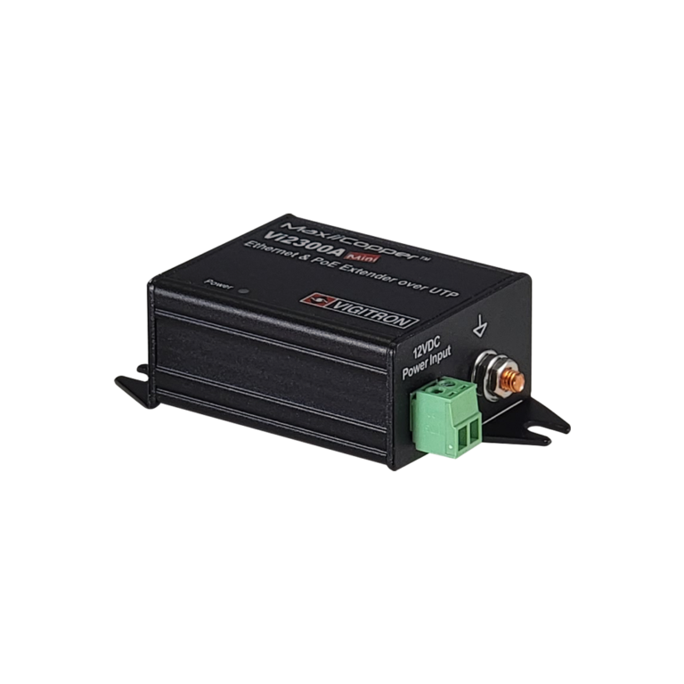 Vigitron - Vi2300A - 1-Port MaxiiCopper™ Mini Ethernet Extender over UTP, af/at/bt 72W PoE, Requires PoE source or optional Vi0012 power supply