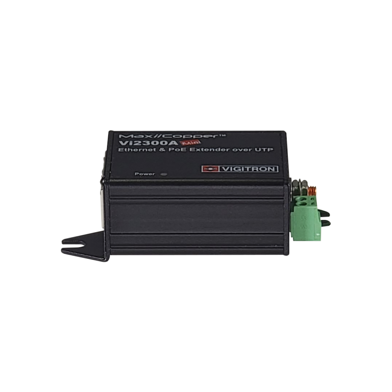 Vigitron - Vi2300A - 1-Port MaxiiCopper™ Mini Ethernet Extender over UTP, af/at/bt 72W PoE, Requires PoE source or optional Vi0012 power supply