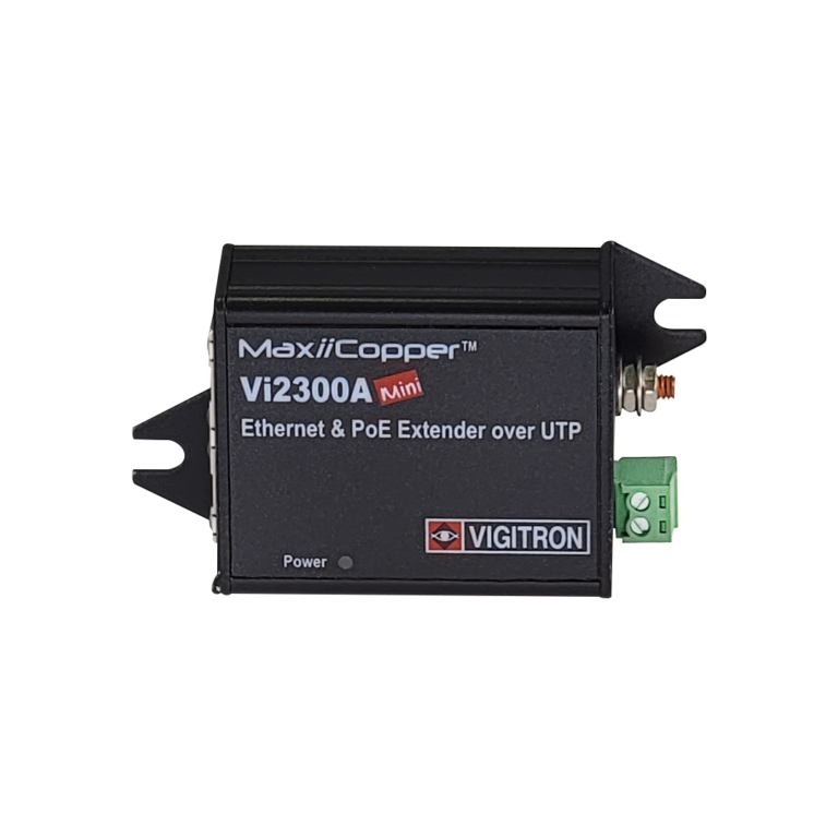 Vigitron - Vi2300A - 1-Port MaxiiCopper™ Mini Ethernet Extender over UTP, af/at/bt 72W PoE, Requires PoE source or optional Vi0012 power supply
