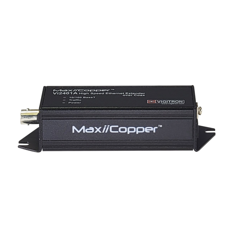 Vigitron - Vi2401A - 1-Port MaxiiCopper™ Ethernet Extender over Coax, af/at 37W PoE, Requires PoE or optional Vi0012 power supply