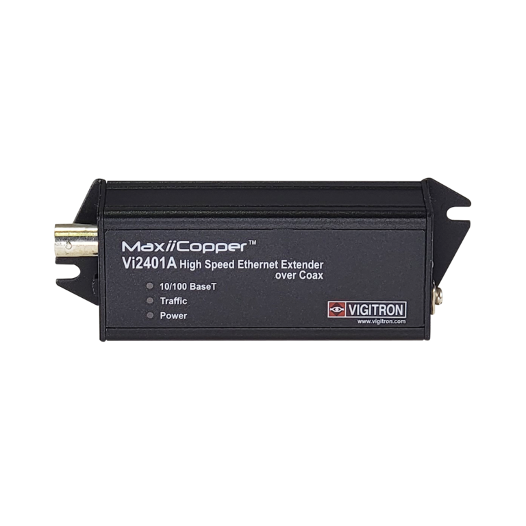 Vigitron - Vi2401A - 1-Port MaxiiCopper™ Ethernet Extender over Coax, af/at 37W PoE, Requires PoE or optional Vi0012 power supply