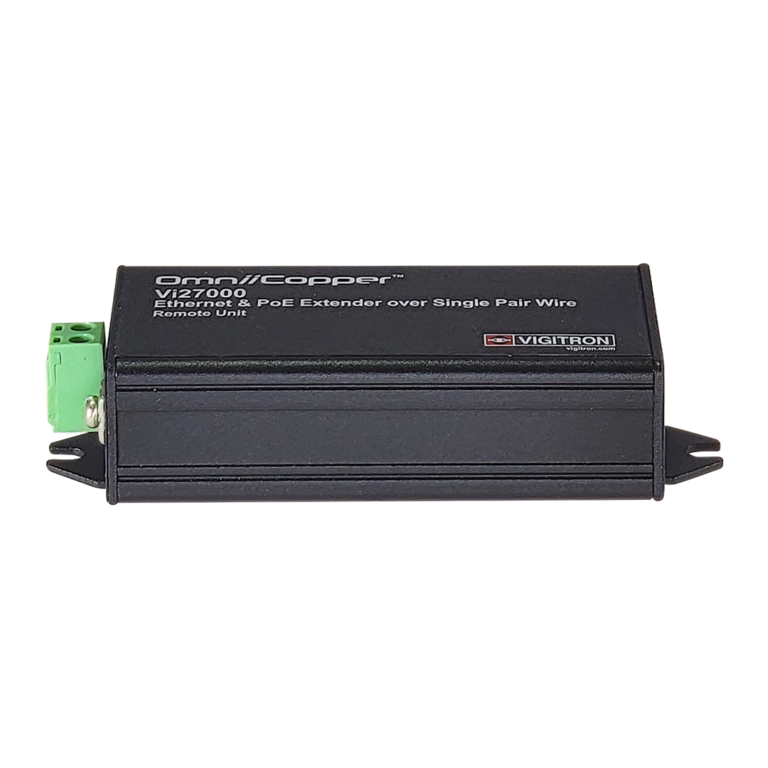 Vigitron - Vi27000 - 1-Port OmniiCopper™ Single Pair Ethernet and af/at 36W PoE Transmitter. Requires PoE or optional 48-57V power supply