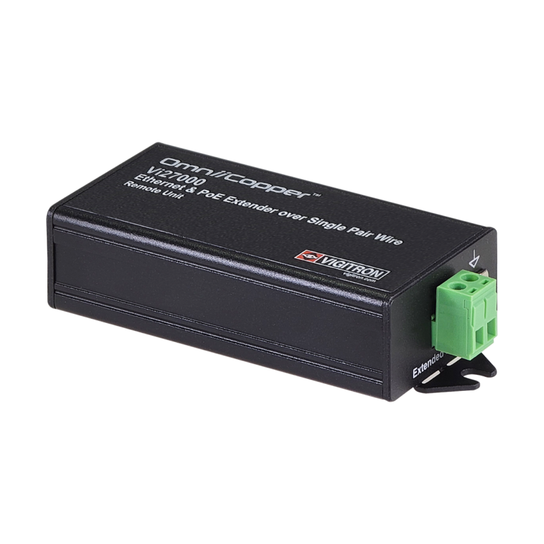 Vigitron - Vi27000 - 1-Port OmniiCopper™ Single Pair Ethernet and af/at 36W PoE Transmitter. Requires PoE or optional 48-57V power supply