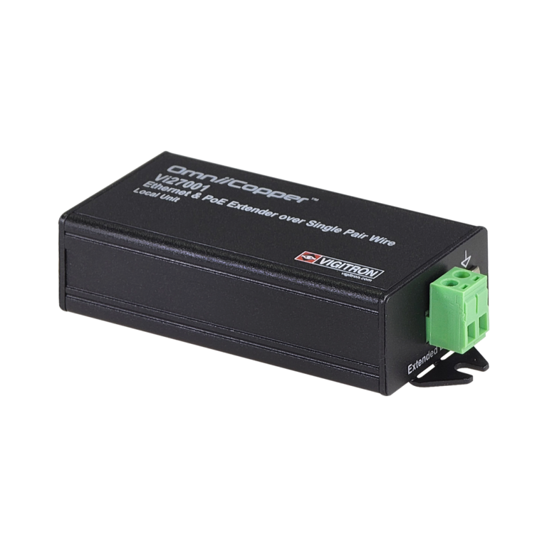 Vigitron - Vi27001 - 1-Port OmniiCopper™ Single Pair Ethernet and af/at 36W PoE Receiver. Requires 52-57V power supply