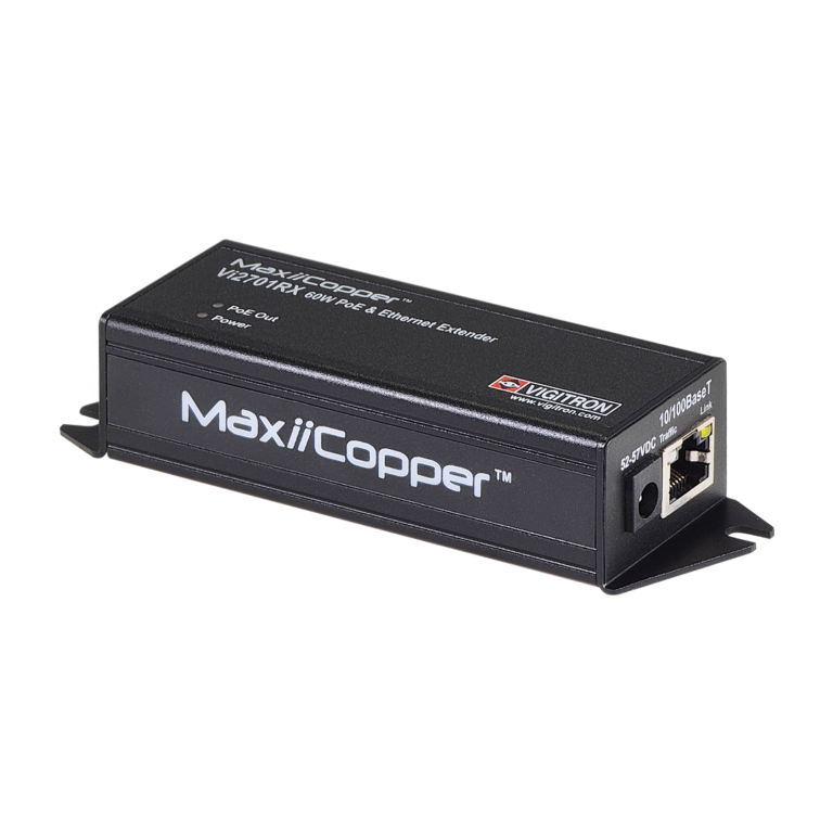Vigitron - Vi2701RX - 1-Port MaxiiCopper Ethernet Extender over UTP RX, af/at 72W PoE Midspan
