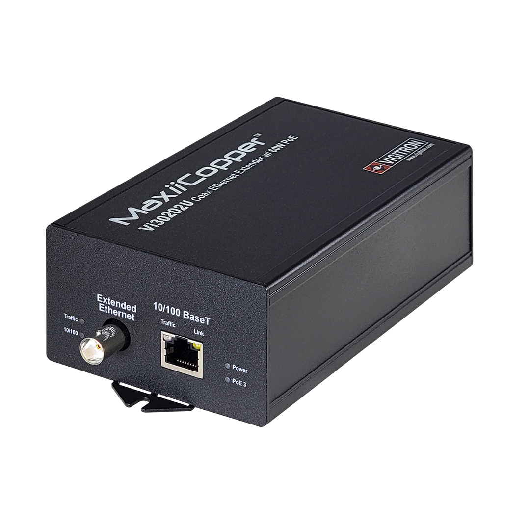 Vigitron - Vi30202U - 1-Port MaxiiPower Ethernet Extender over Coax, af/at/bt 60W PSE, powered by 24VDC/AC