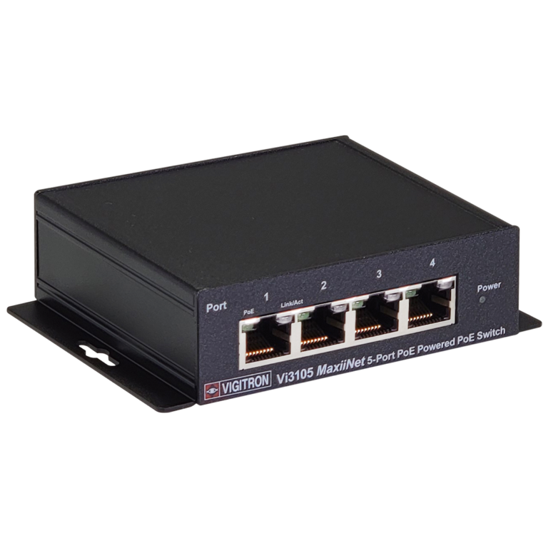Vigitron - Vi3105 - 5-Port MaxiiNet™ PoE Powered PoE Switch, Extended UTP Uplink