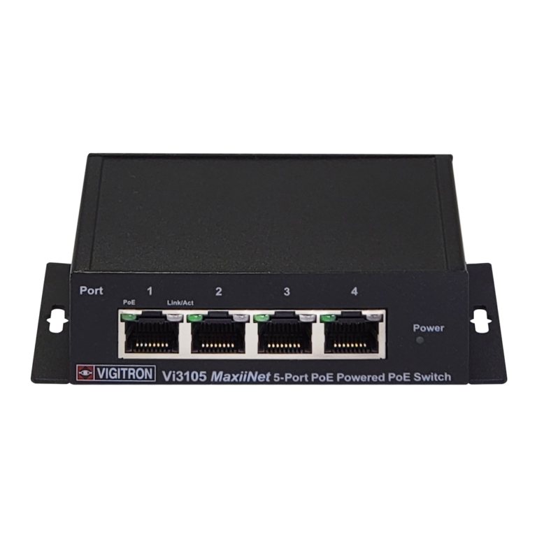 Vigitron - Vi3105 - 5-Port MaxiiNet™ PoE Powered PoE Switch, Extended UTP Uplink