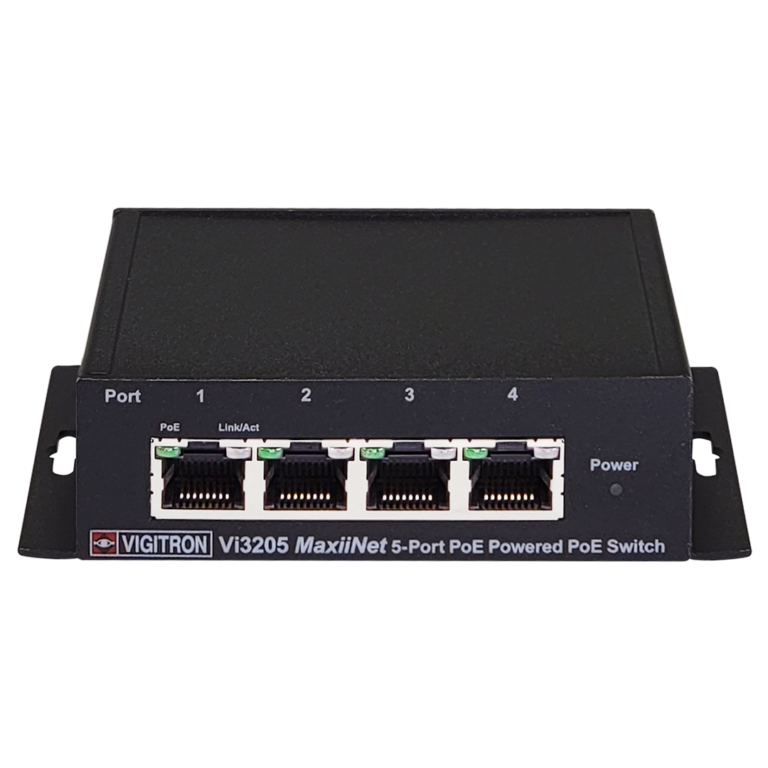 Vigitron - Vi3205 - 5-Port MaxiiNet PoE Powered PoE Switch, Extended Coax Uplink