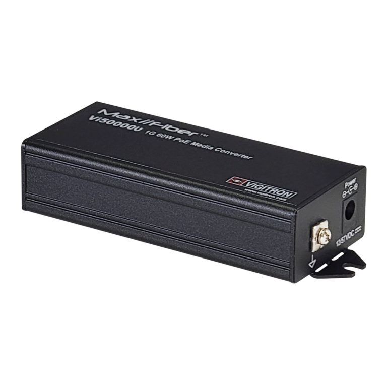 Vigitron - Vi50000U - 1-Port MaxiiFiber 100/1G Ethernet Media Converter, af/at/bt 60W PSE, Requires 48-57VDC ps or 12VDC w/o PoE