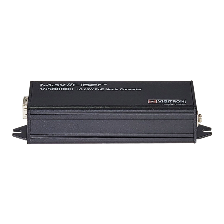 Vigitron - Vi50000U - 1-Port MaxiiFiber 100/1G Ethernet Media Converter, af/at/bt 60W PSE, Requires 48-57VDC ps or 12VDC w/o PoE