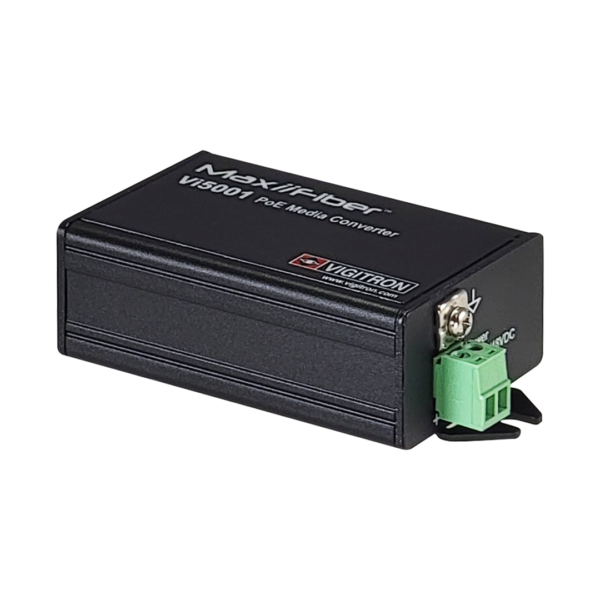 Vigitron - Vi5001 - 1-Port MaxiiFiber™ 10/100 Ethernet Media Convertor, af/at 30W PSE, Requires 48-57VDC ps or 12VDC w/o PoE