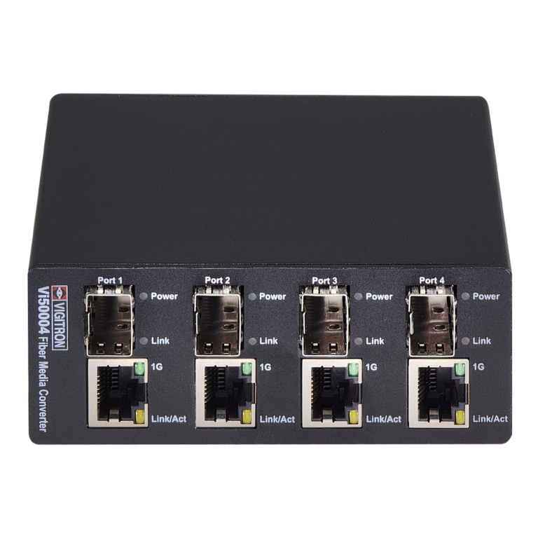 Vigitron - Vi5004 - 4-Port MaxiiFiber 10/100 Ethernet Media Converter, Requires 12VDC / 3A PS or Optional Vi0014 Power Supply