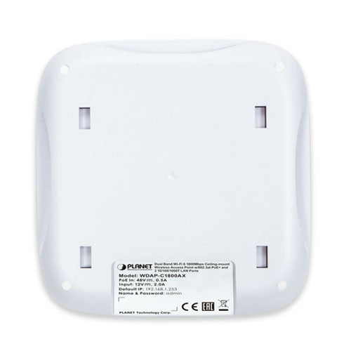 Planet - WDAP-C1800AX - Dual Band 802.11ax 1800Mbps Ceiling-mount Wireless Access Point with 802.3at PoE+ and 2 10/100/1000T LAN Ports
