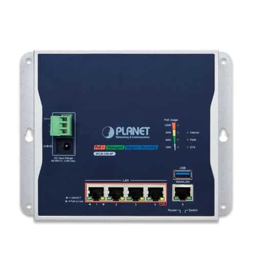 Planet - WGR-500-4P - IP30 Industrial Wall-mount Gigabit Router with 4-Port 802.3at PoE+(120W )