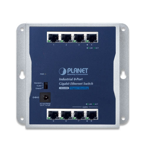 Planet - WGS-810 - IP30 Industrial 8-Port 10/100/1000T Wall-mount Gigabit Switch