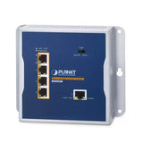 Planet - WGS-E304PT - IP30 Industrial 1-Port 95W 802.3bt PoE++ to 4-Port 802.3at PoE+ Wall-mounted Extender (-40 to 75 C, Standard/VLAN/Extend mode, fanless desing, wall mounting, magnetic wall mounting or DIN-rail mounting)