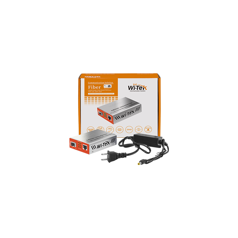 Wi-Tek - WI-MC111GP - Gigabit PoE SFP Media Converter (Sell in pcs)