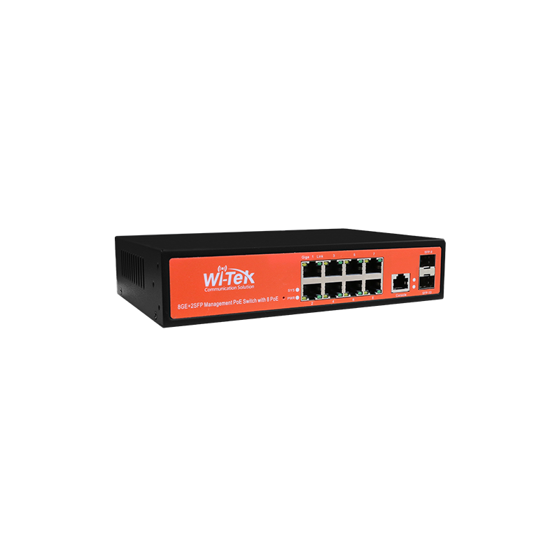 Wi-Tek - WI-PMS310GF-Alien - 8GE+2SFP managed 24V-48V Auto-detect PoE Switch