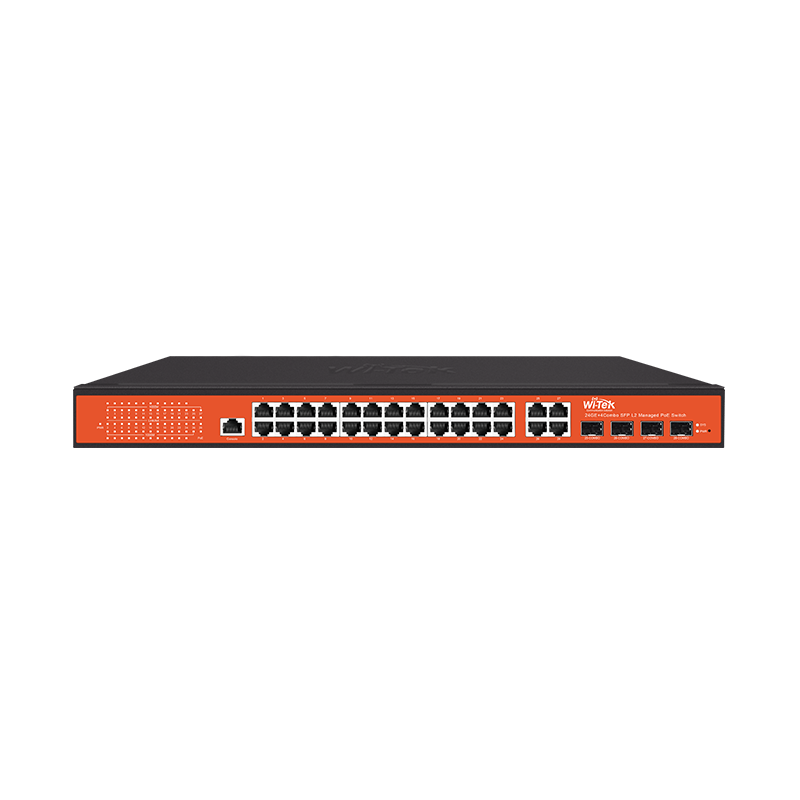 Wi-Tek - WI-PMS328GF - 24GE+4Combo SFP Full Giga 802.3af/at PoE Switch with 24Port PoE (Project model Delivery time 3weeks)