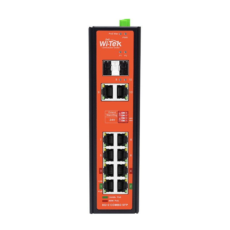 Wi-Tek - WI-PS310GF- I V2 - *8 Gigabit Ports with 8 PoE,2Combo SFP Fiber Uplink
