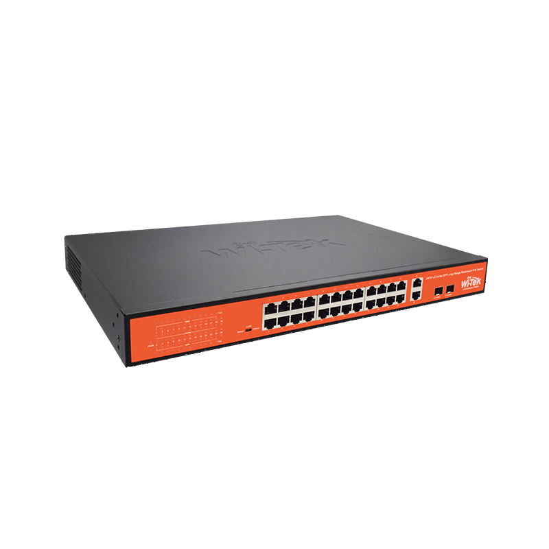 Wi-Tek - WI-PS526G - 24FE+2GE+2SFP 250M Long Range PoE Switch with 24Port PoE